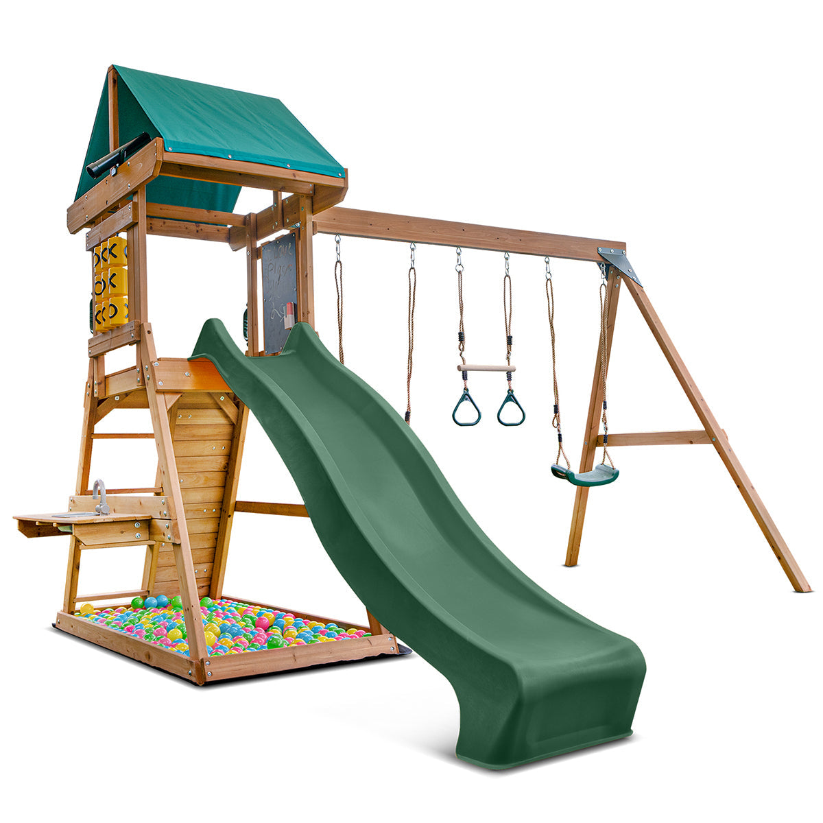 Lifespan Kids Birmingham Swing Set & Play Centre with 2.2m Slide (Green) Awezingly