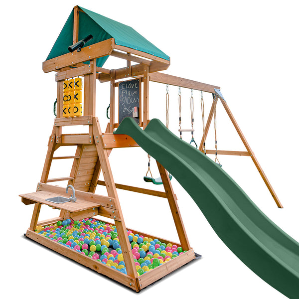 Lifespan Kids Birmingham Swing Set & Play Centre with 2.2m Slide (Green) Awezingly