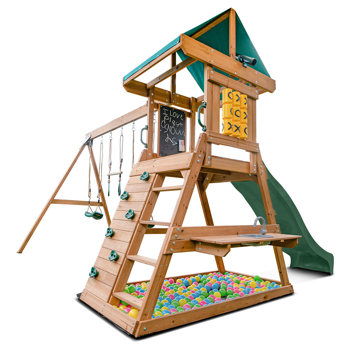 Lifespan Kids Birmingham Swing Set & Play Centre with 2.2m Slide (Green) Awezingly