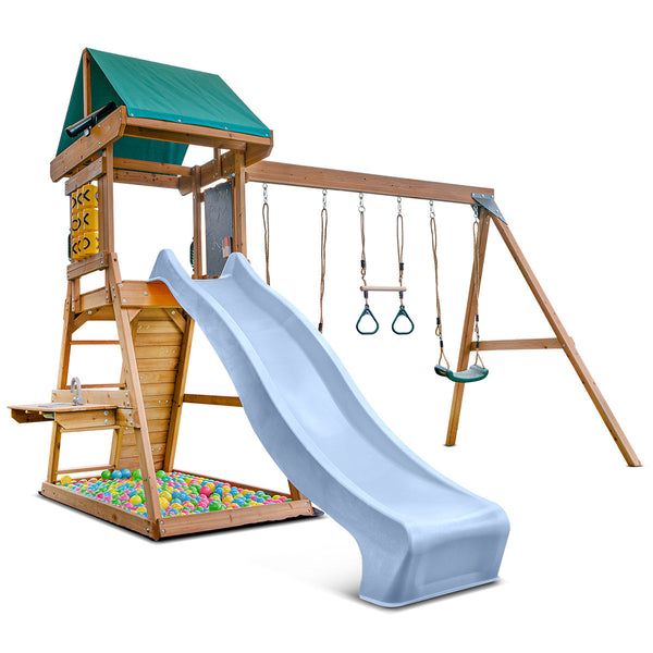 Lifespan Kids Birmingham Swing Set & Play Centre with 2.2m Slide (Pastel Blue) Awezingly