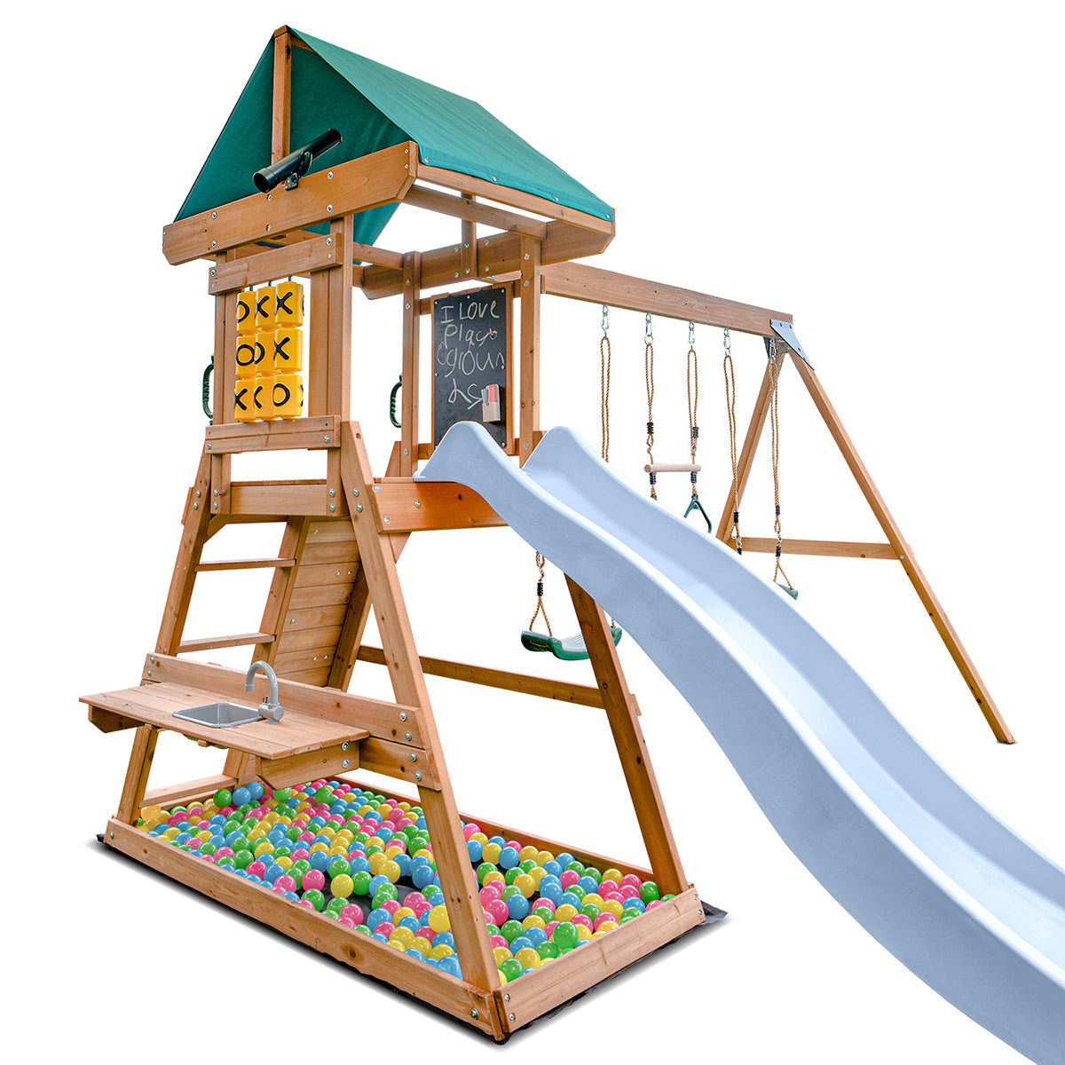 Lifespan Kids Birmingham Swing Set & Play Centre with 2.2m Slide (Pastel Blue) Awezingly