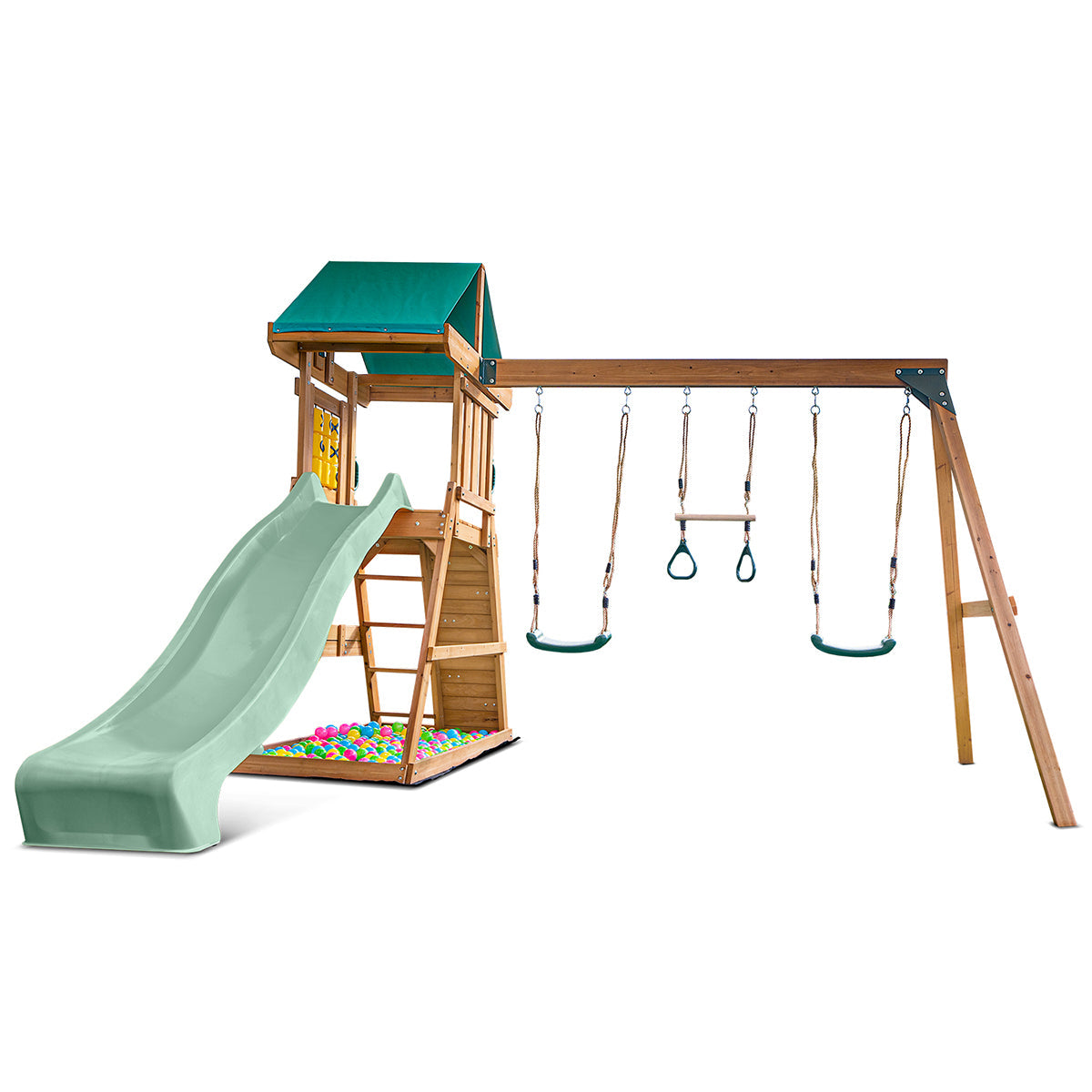 Lifespan Kids Birmingham Swing Set & Play Centre with 2.2m Slide (Pastel Green) Awezingly