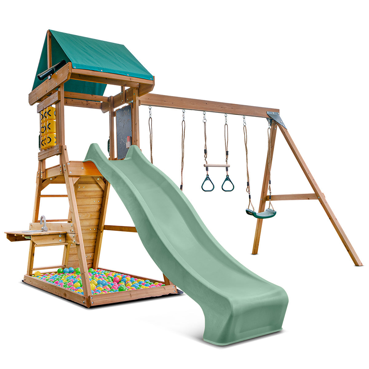 Lifespan Kids Birmingham Swing Set & Play Centre with 2.2m Slide (Pastel Green) Awezingly