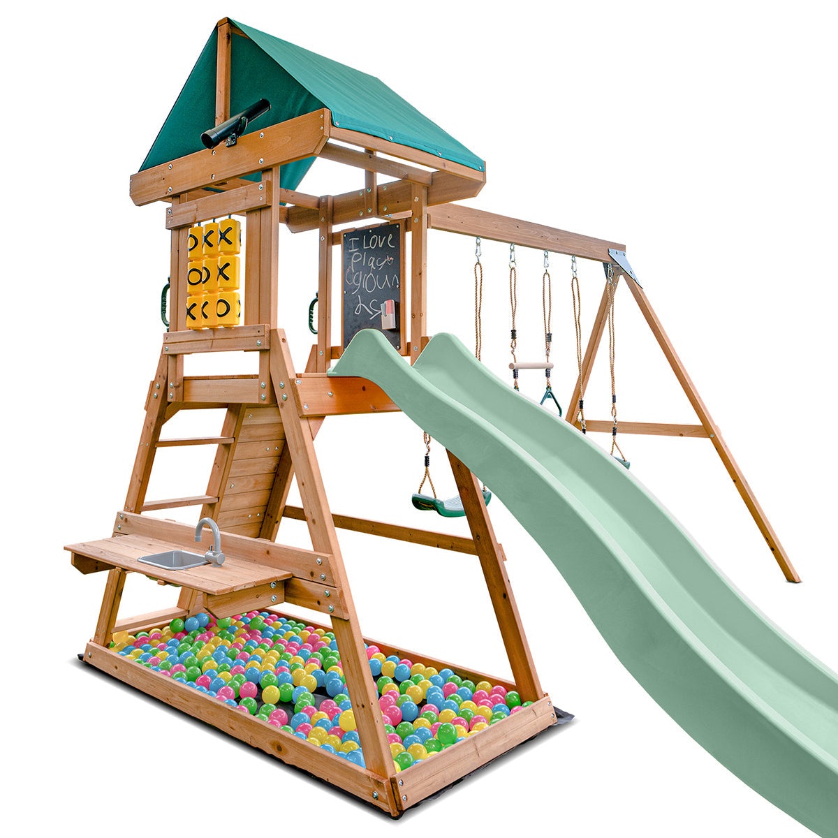 Lifespan Kids Birmingham Swing Set & Play Centre with 2.2m Slide (Pastel Green) Awezingly