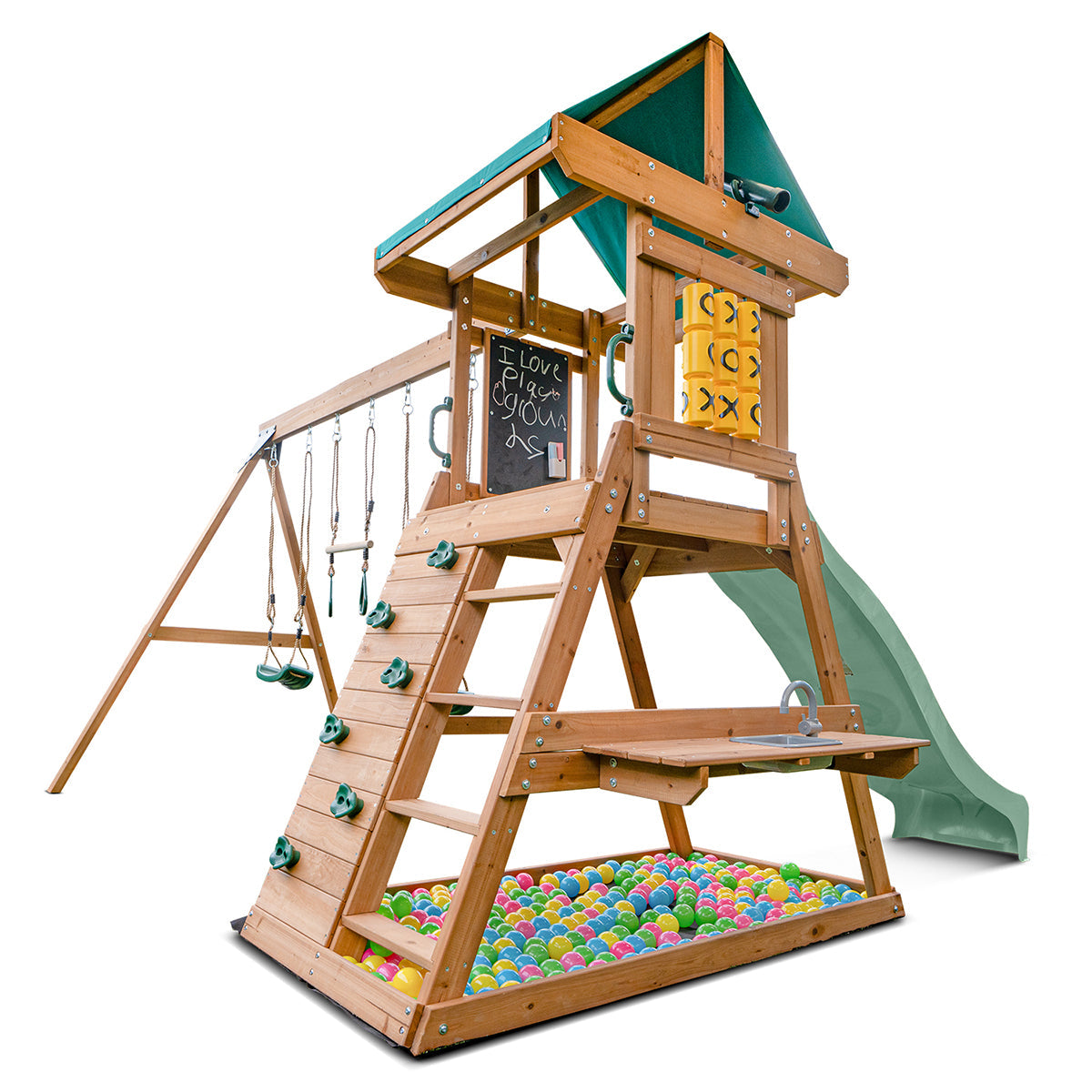 Lifespan Kids Birmingham Swing Set & Play Centre with 2.2m Slide (Pastel Green) Awezingly