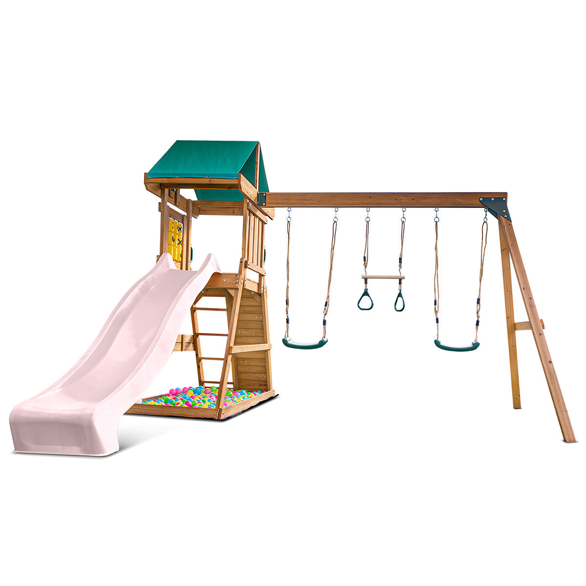 Lifespan Kids Birmingham Swing Set & Play Centre with 2.2m Slide (Pastel Pink) Awezingly