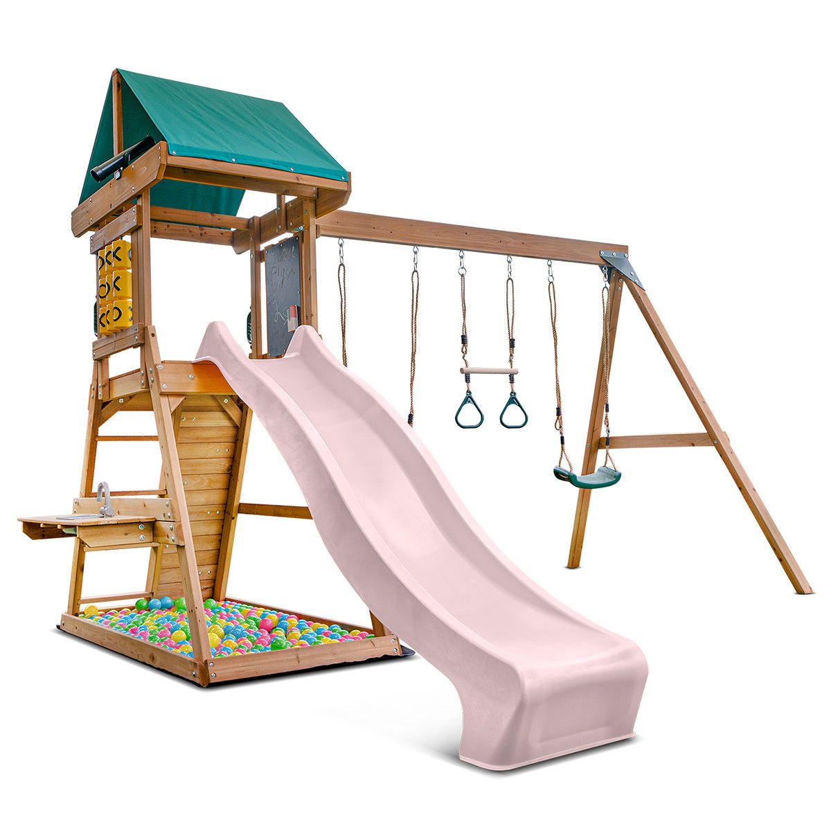Lifespan Kids Birmingham Swing Set & Play Centre with 2.2m Slide (Pastel Pink) Awezingly