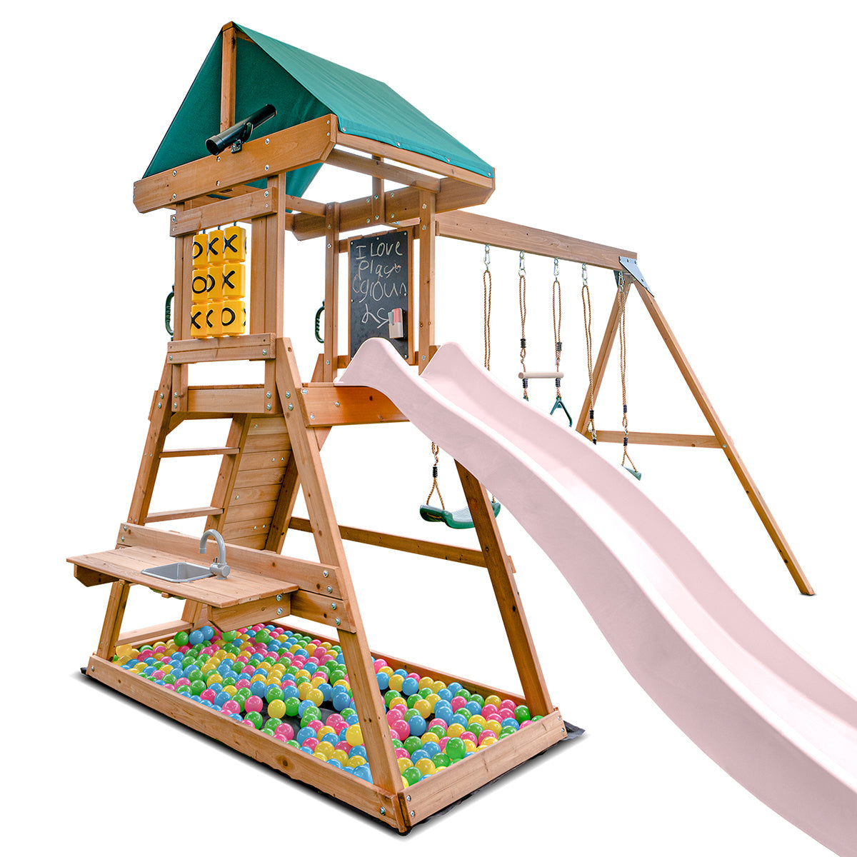 Lifespan Kids Birmingham Swing Set & Play Centre with 2.2m Slide (Pastel Pink) Awezingly