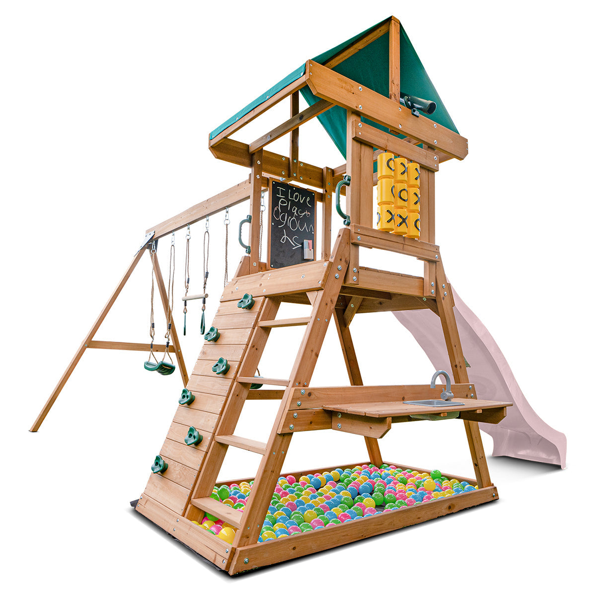 Lifespan Kids Birmingham Swing Set & Play Centre with 2.2m Slide (Pastel Pink) Awezingly