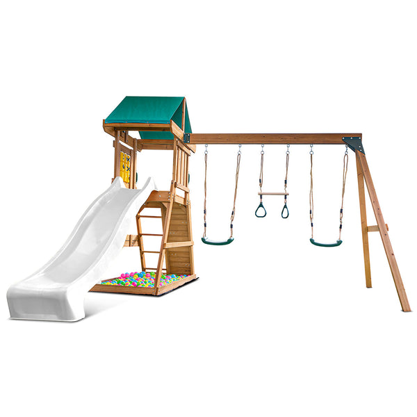 Lifespan Kids Birmingham Swing Set & Play Centre with 2.2m Slide (White) Awezingly