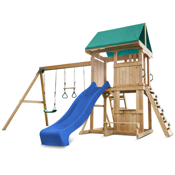 Lifespan Kids Carindale Swing Set & Play Centre with 2.2m Slide (Blue) Awezingly