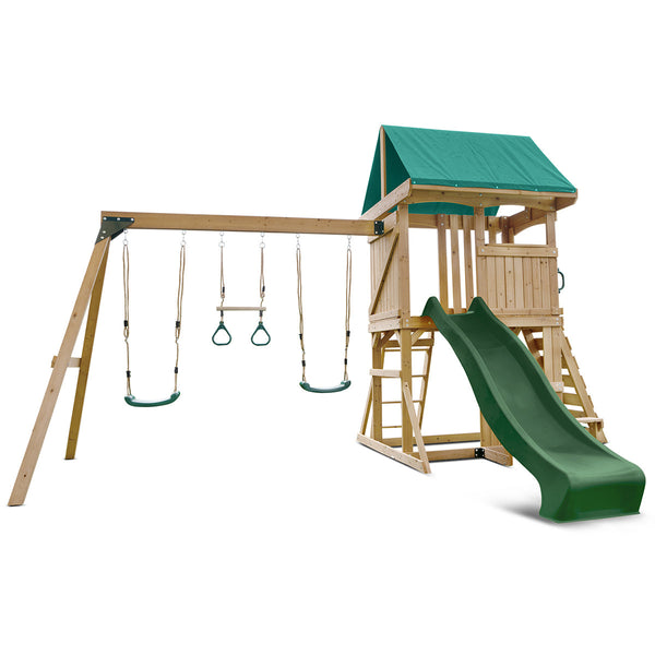 Lifespan Kids Carindale Swing Set & Play Centre with 2.2m Slide (Green) Awezingly