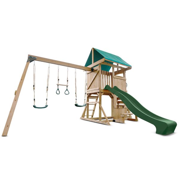 Lifespan Kids Carindale Swing Set & Play Centre with 2.2m Slide (Green) Awezingly