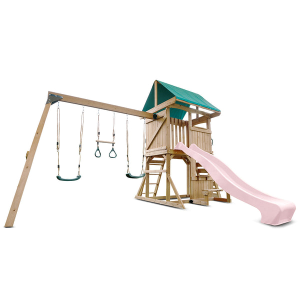 Lifespan Kids Carindale Swing Set & Play Centre with 2.2m Slide (Pastel Pink) Awezingly