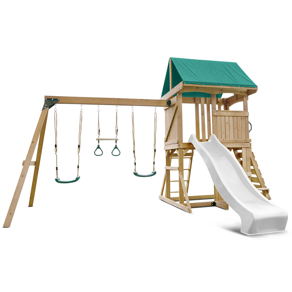 Lifespan Kids Carindale Swing Set & Play Centre with 2.2m Slide (White) Awezingly