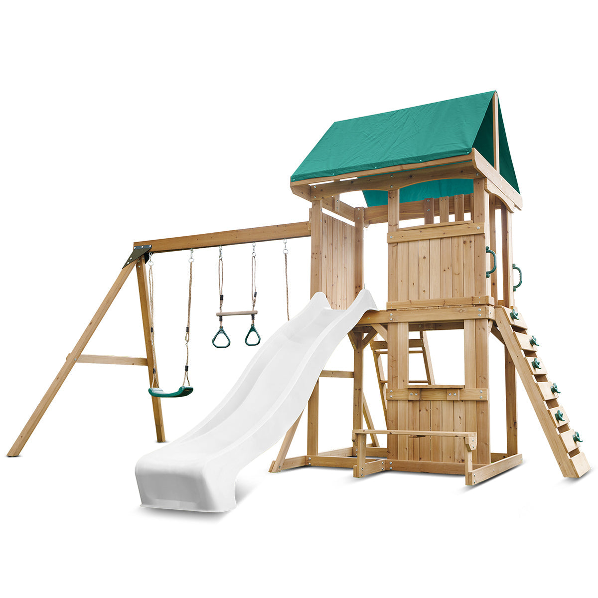 Lifespan Kids Carindale Swing Set & Play Centre with 2.2m Slide (White) Awezingly