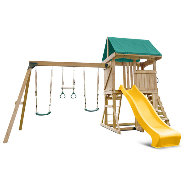 Lifespan Kids Carindale Swing Set & Play Centre with 2.2m Slide (Yellow) Awezingly