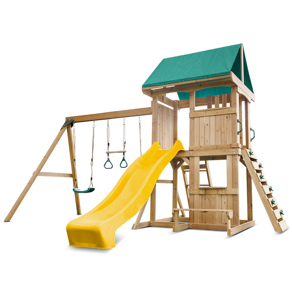 Lifespan Kids Carindale Swing Set & Play Centre with 2.2m Slide (Yellow) Awezingly