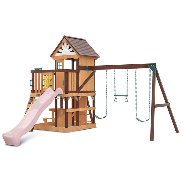 Lifespan Kids Coventry Swing Set & Play Centre with 2.2m Slide (Pastel Pink) Awezingly
