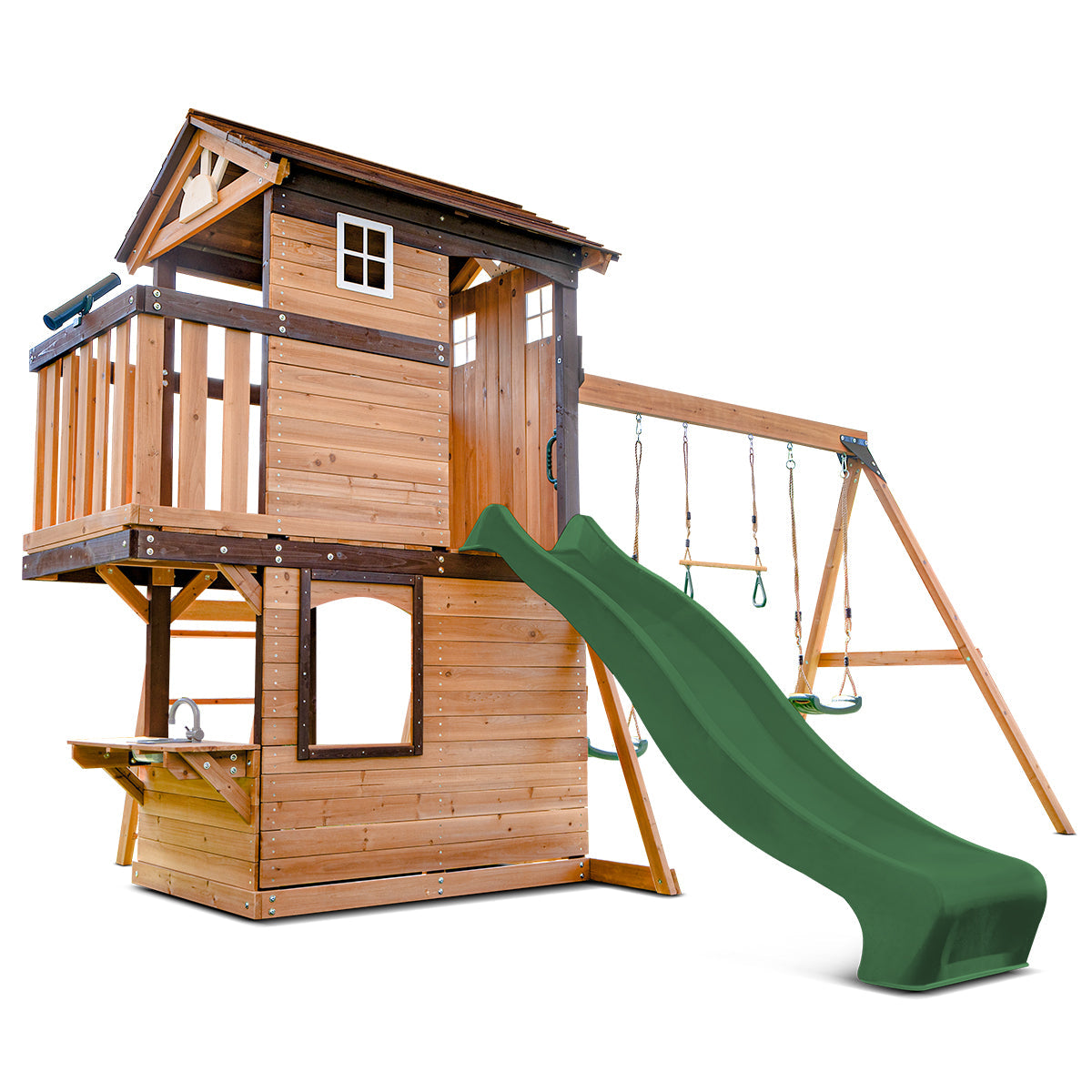 Lifespan Kids Darlington Swing Set & Play Centre with 2.2m Slide (Green) Awezingly