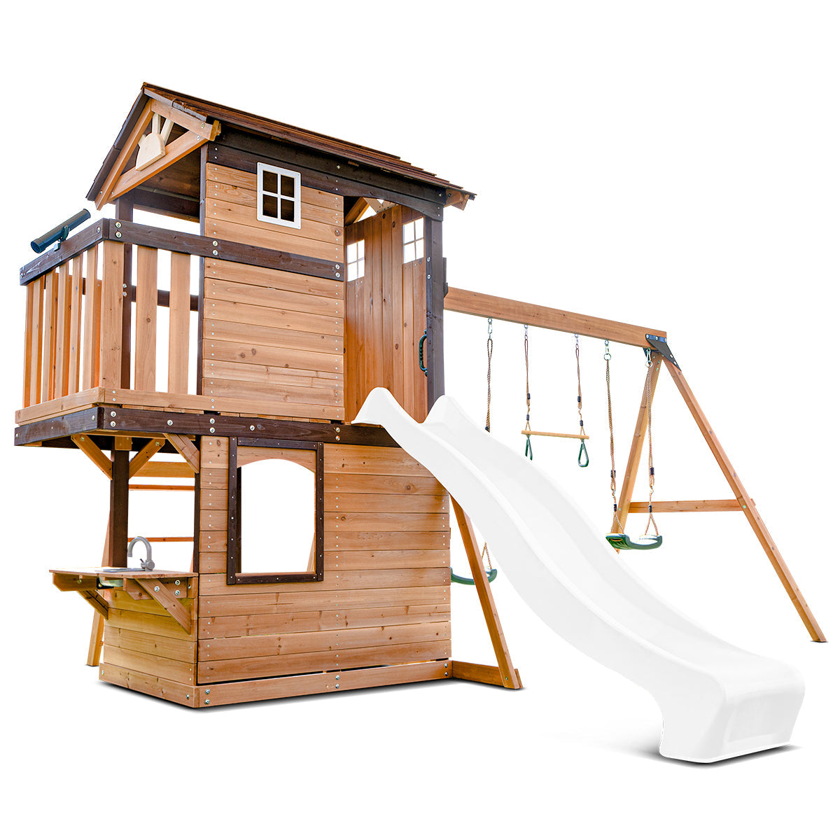 Lifespan Kids Darlington Swing Set & Play Centre with 2.2m Slide (White) Awezingly