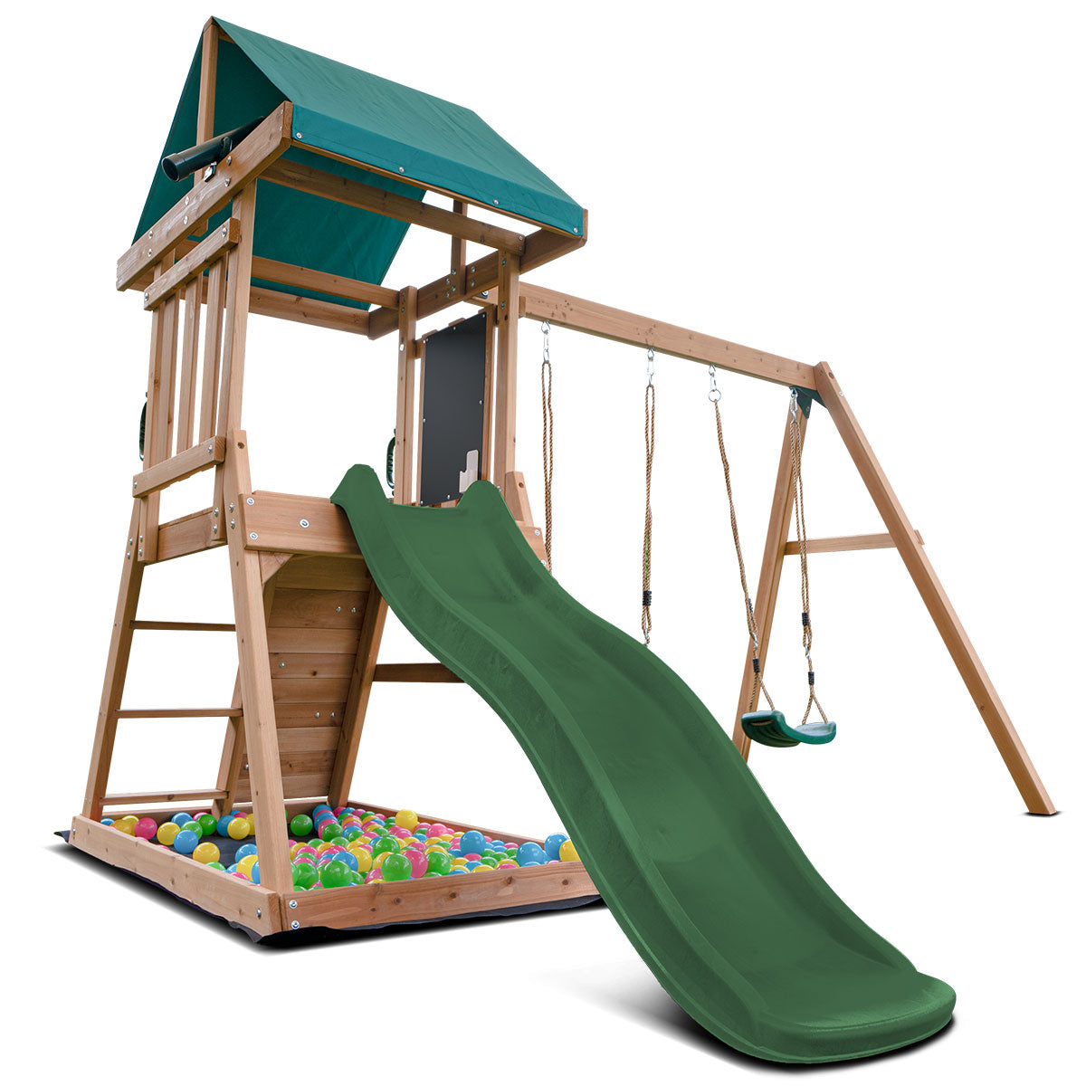 Lifespan Kids Greenvale Swing Set & Play Centre with 1.8m Slide (Green) Awezingly
