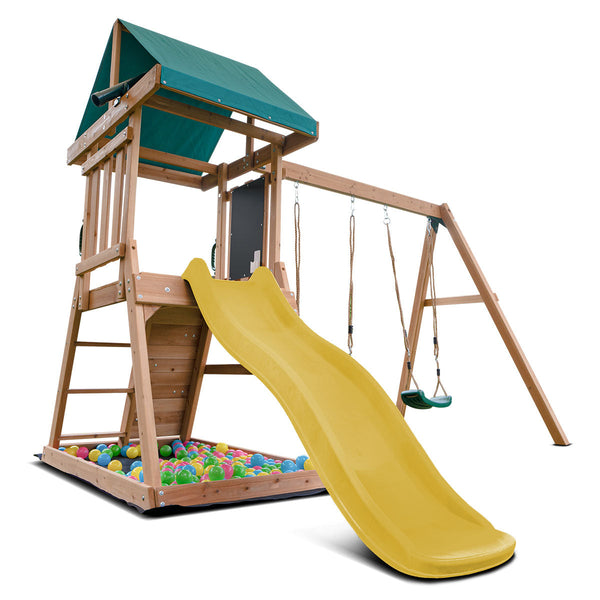 Lifespan Kids Greenvale Swing Set & Play Centre with 1.8m Slide (Yellow) Awezingly