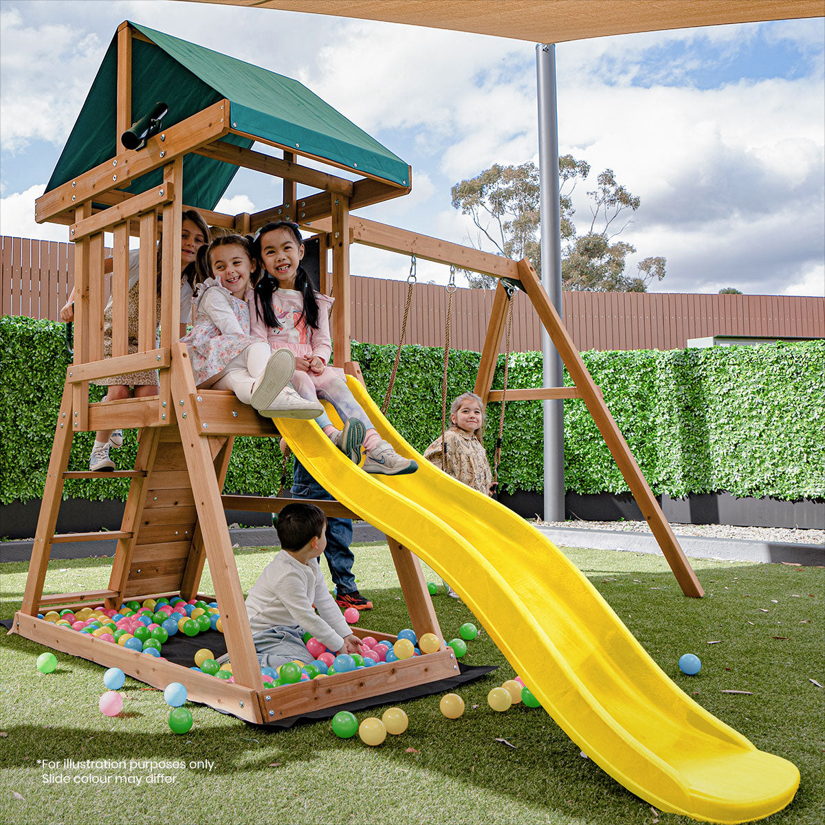 Lifespan Kids Greenvale Swing Set & Play Centre with 1.8m Slide (Yellow) Awezingly