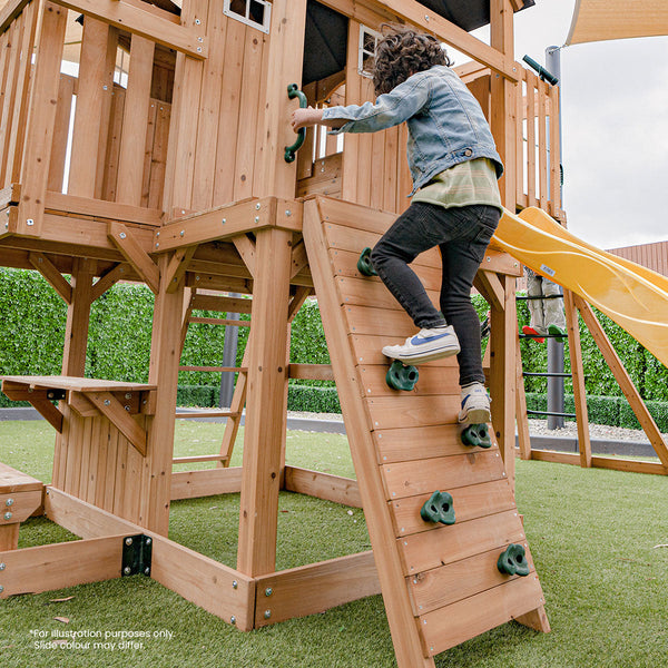 Lifespan Kids Kensington Swing Set, Monkey Bars & Play Centre with 2.2m Slide (Pastel Pink) Awezingly