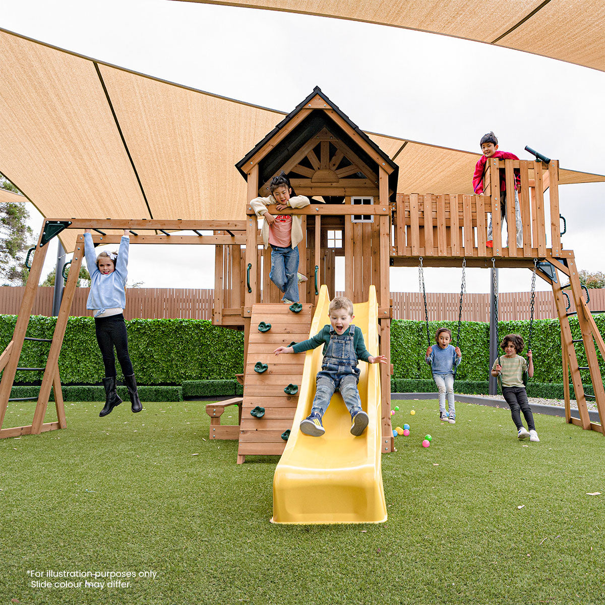 Lifespan Kids Kensington Swing Set, Monkey Bars & Play Centre with 2.2m Slide (White) Awezingly