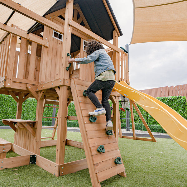 Lifespan Kids Kensington Swing Set, Monkey Bars & Play Centre with 2.2m Slide (Yellow) Awezingly