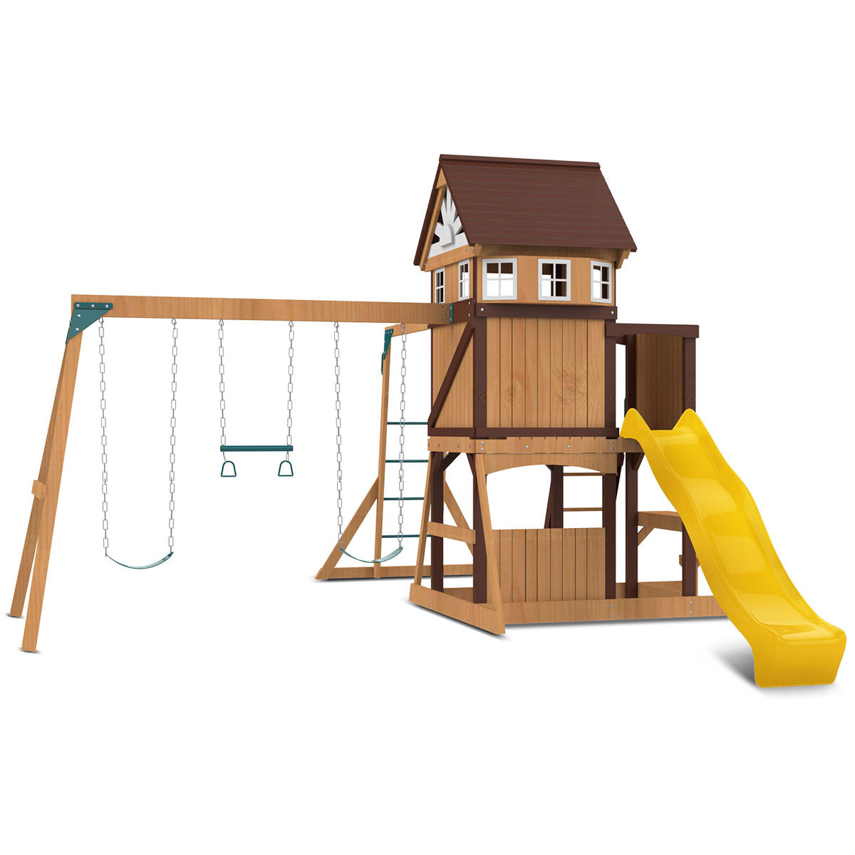 Lifespan Kids Meer Brook Swing Set, Monkey Bars & Play Centre with 2.2m Slide (Yellow) Awezingly