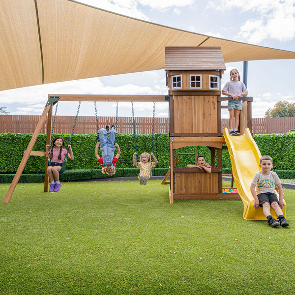 Lifespan Kids Meer Brook Swing Set, Monkey Bars & Play Centre with 2.2m Slide (Yellow) Awezingly