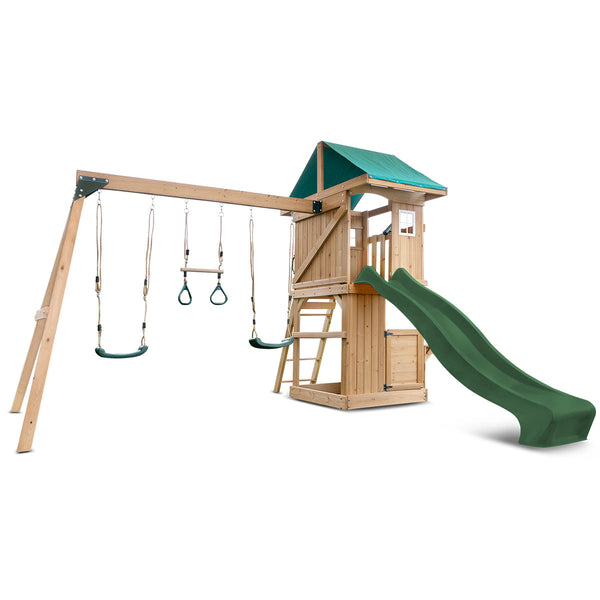 Lifespan Kids Montrose Swing Set & Play Centre with 2.2m Slide (Green) Awezingly