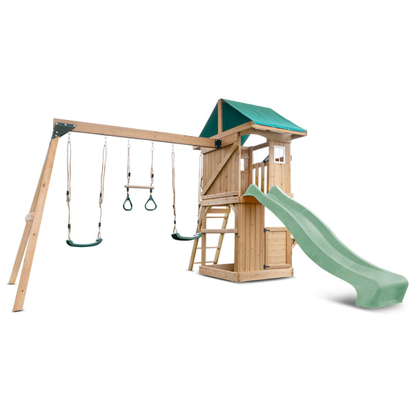 Lifespan Kids Montrose Swing Set & Play Centre with 2.2m Slide (Pastel Green) Awezingly