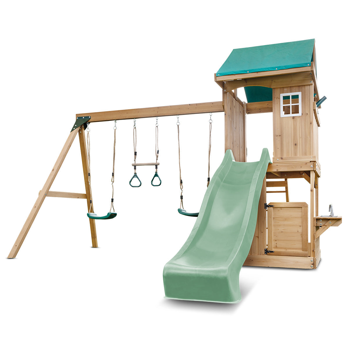 Lifespan Kids Montrose Swing Set & Play Centre with 2.2m Slide (Pastel Green) Awezingly