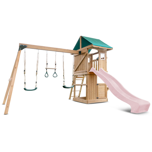 Lifespan Kids Montrose Swing Set & Play Centre with 2.2m Slide (Pastel Pink) Awezingly