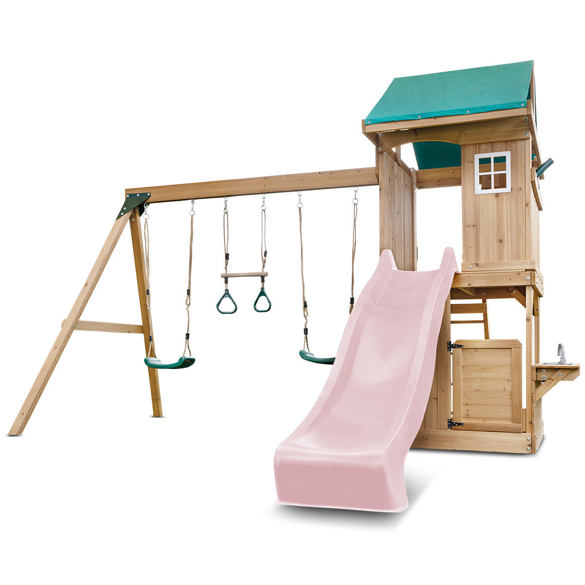 Lifespan Kids Montrose Swing Set & Play Centre with 2.2m Slide (Pastel Pink) Awezingly