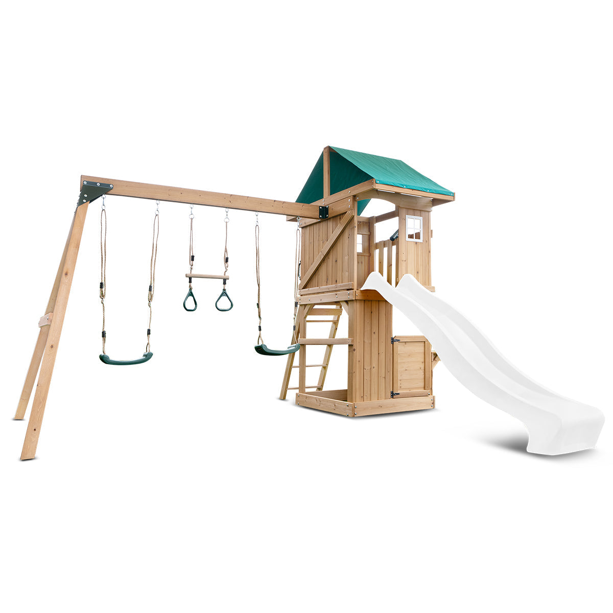Lifespan Kids Montrose Swing Set & Play Centre with 2.2m Slide (White) Awezingly