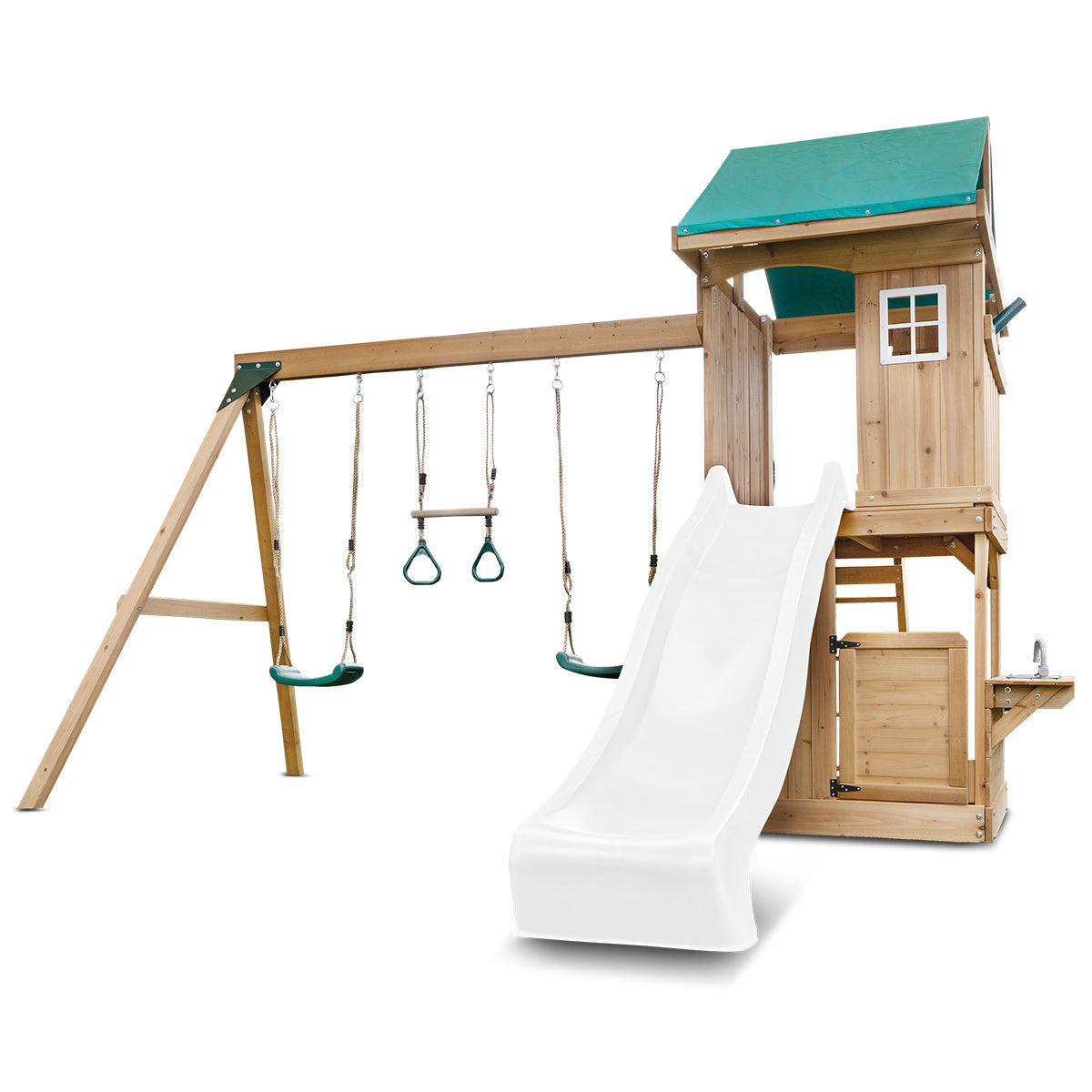 Lifespan Kids Montrose Swing Set & Play Centre with 2.2m Slide (White) Awezingly