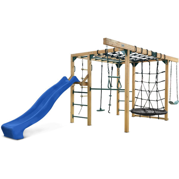 Lifespan Kids Orangutan Monkey Bars Jungle Gym Climbing Frame with 2.2m Slide (Blue) Awezingly