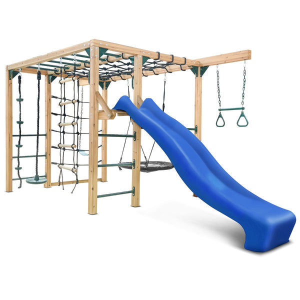 Lifespan Kids Orangutan Monkey Bars Jungle Gym Climbing Frame with 2.2m Slide (Blue) Awezingly