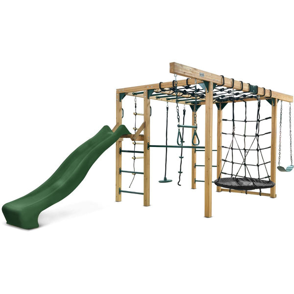 Lifespan Kids Orangutan Monkey Bars Jungle Gym Climbing Frame with 2.2m Slide (Green) Awezingly