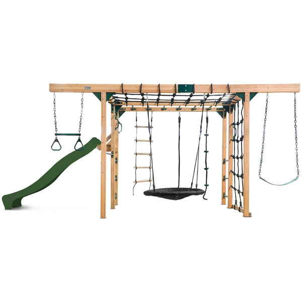 Lifespan Kids Orangutan Monkey Bars Jungle Gym Climbing Frame with 2.2m Slide (Green) Awezingly