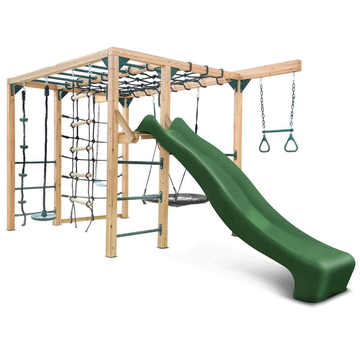 Lifespan Kids Orangutan Monkey Bars Jungle Gym Climbing Frame with 2.2m Slide (Green) Awezingly