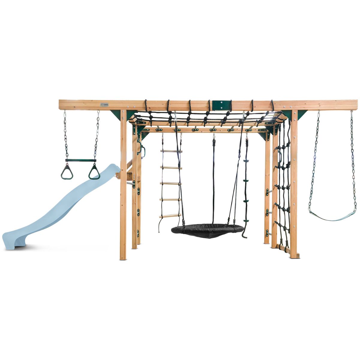 Lifespan Kids Orangutan Monkey Bars Jungle Gym Climbing Frame with 2.2m Slide (Pastel Blue) Awezingly