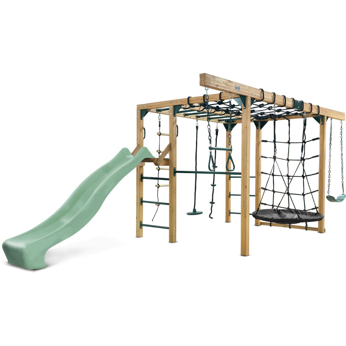 Lifespan Kids Orangutan Monkey Bars Jungle Gym Climbing Frame with 2.2m Slide (Pastel Green) Awezingly