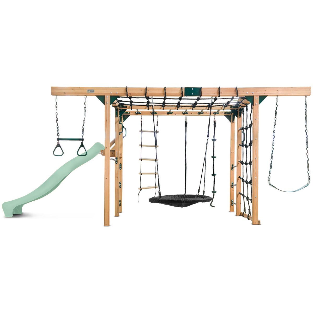 Lifespan Kids Orangutan Monkey Bars Jungle Gym Climbing Frame with 2.2m Slide (Pastel Green) Awezingly