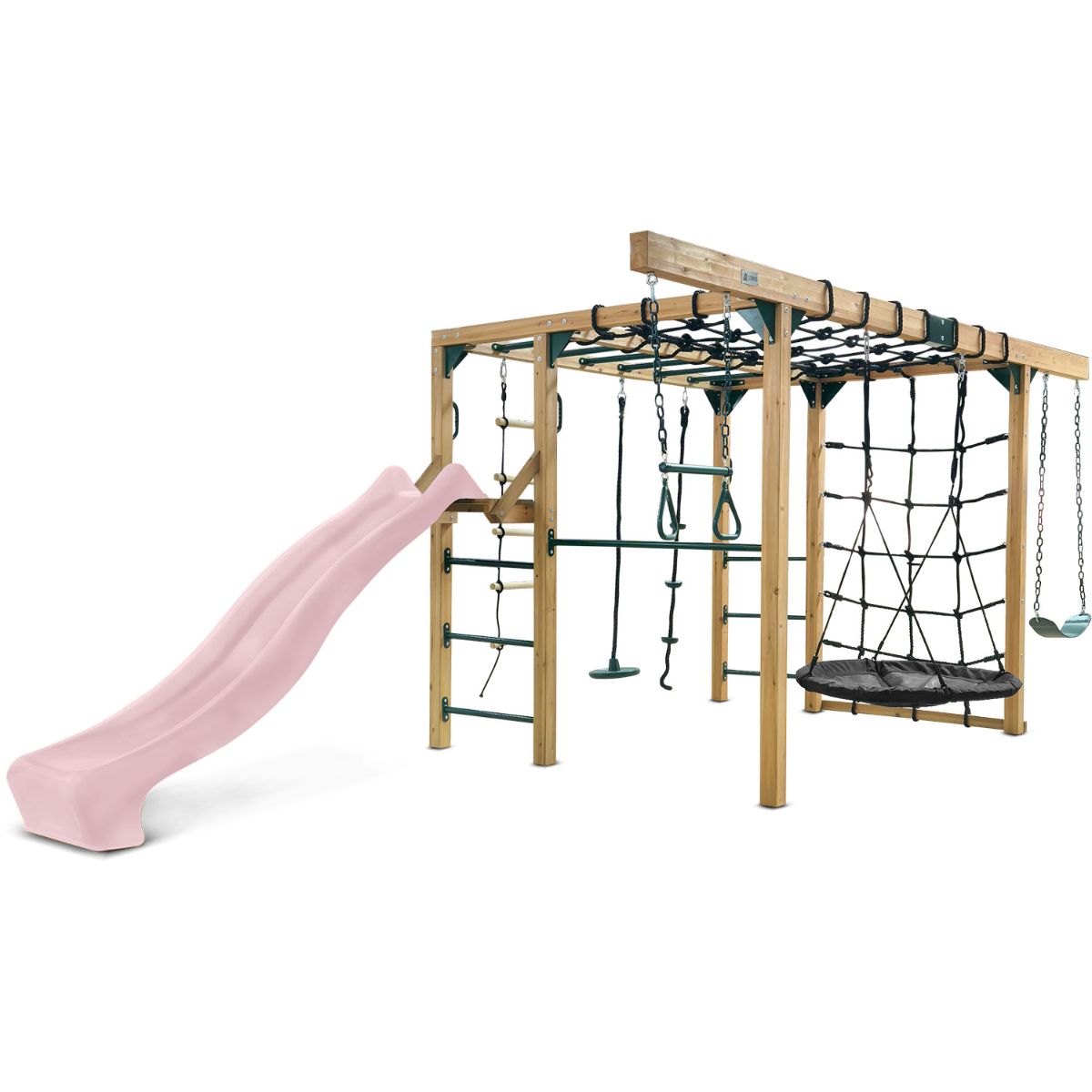 Lifespan Kids Orangutan Monkey Bars Jungle Gym Climbing Frame with 2.2m Slide (Pastel Pink) Awezingly