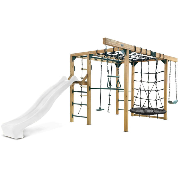 Lifespan Kids Orangutan Monkey Bars Jungle Gym Climbing Frame with 2.2m Slide (White) Awezingly